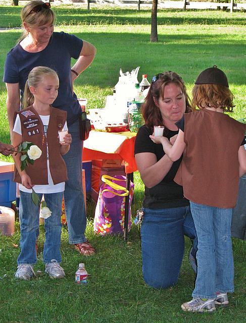 Then Mommy pins on *her* Girl Scout pin