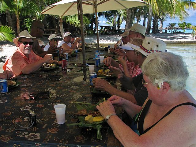 Sitting at the table in the water