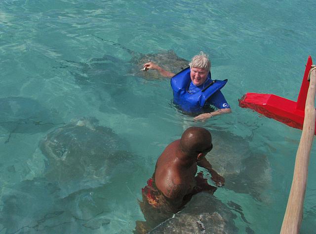 Judy's in the water with the stingrays
