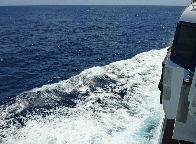 At sea