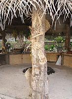 Woven decorations on the post of the cook house