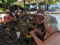 Sitting at the table in the water