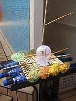 Chopsticks and blue bottles were popular building materials